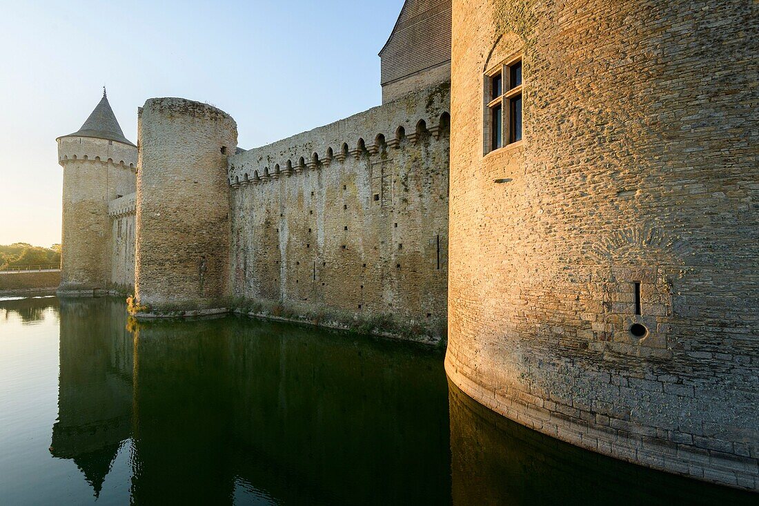 France,Morbihan,Sarzeau,the castle of Suscinio on the peninsula of Rhuys at sunrise