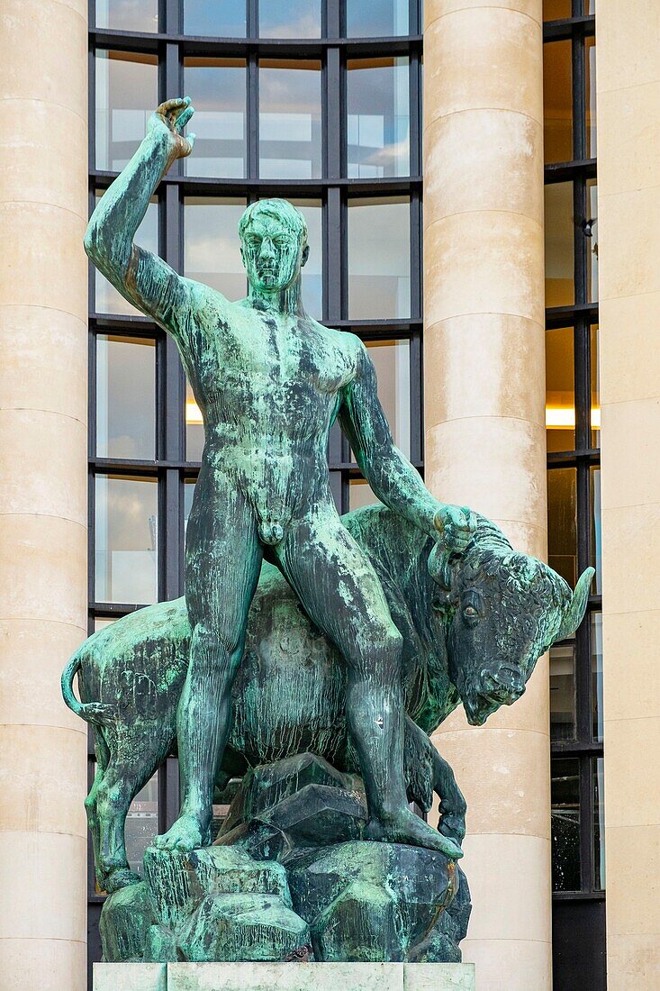 France,Paris,statue in front of the Museum of Man at Trocadero