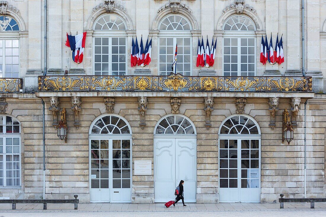 Frankreich,Meurthe et Moselle,Nancy,Stanislas-Platz (ehemaliger königlicher Platz), erbaut von Stanislas Leszczynski, König von Polen und letzter Herzog von Lothringen im 18. Jahrhundert, von der UNESCO zum Weltkulturerbe erklärt, das Rathaus