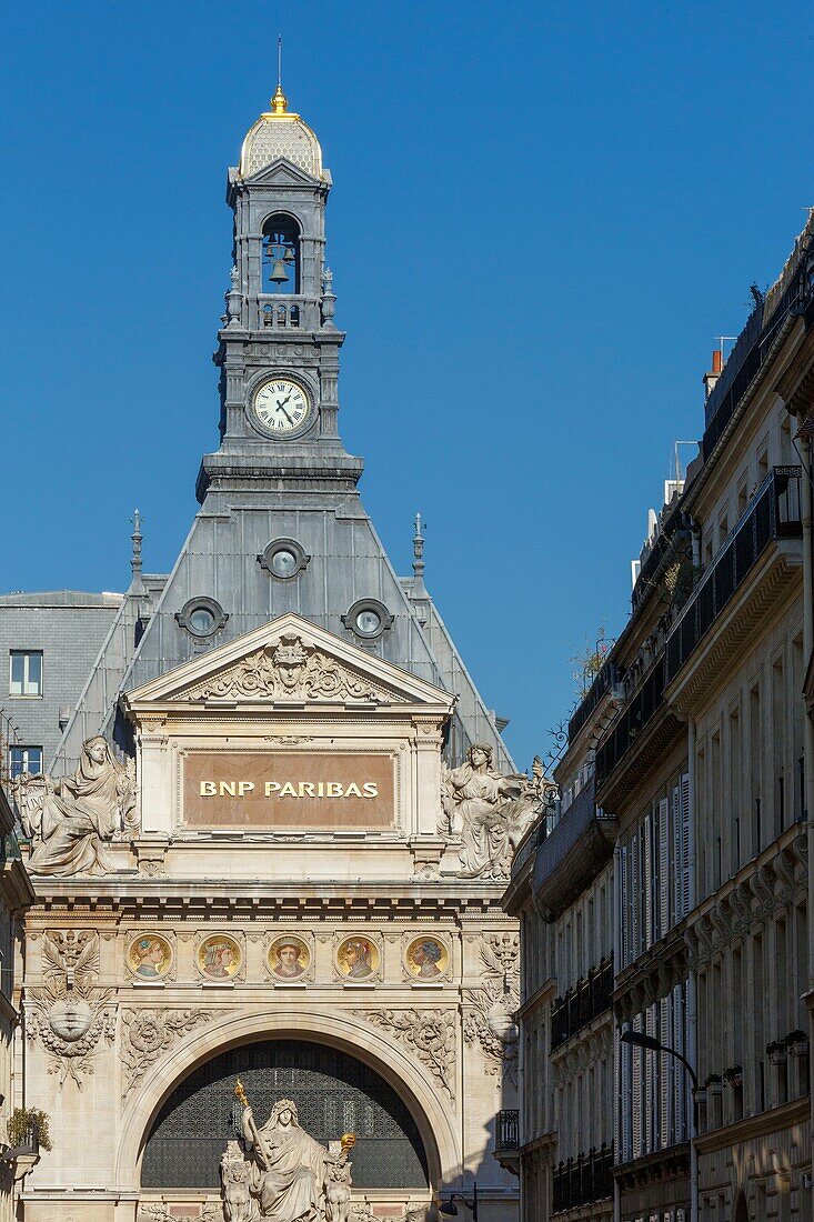 Frankreich,Paris,Sitz der ehemaligen Bank,Comptoir National d&#x2019;Escompte de Paris,erbaut zwischen 1878 und 1881 unter dem Architekten Edouard Jules Corroyer jetzt Sitz der BNP Paribas Bank in der Rue Bergere