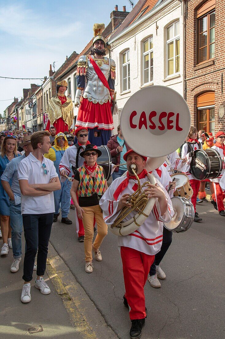 France,Nord,Cassel,spring carnival,parade of the heads and dance of the Giants Reuze dad and Reuze mom,listed as intangible cultural heritage of humanity