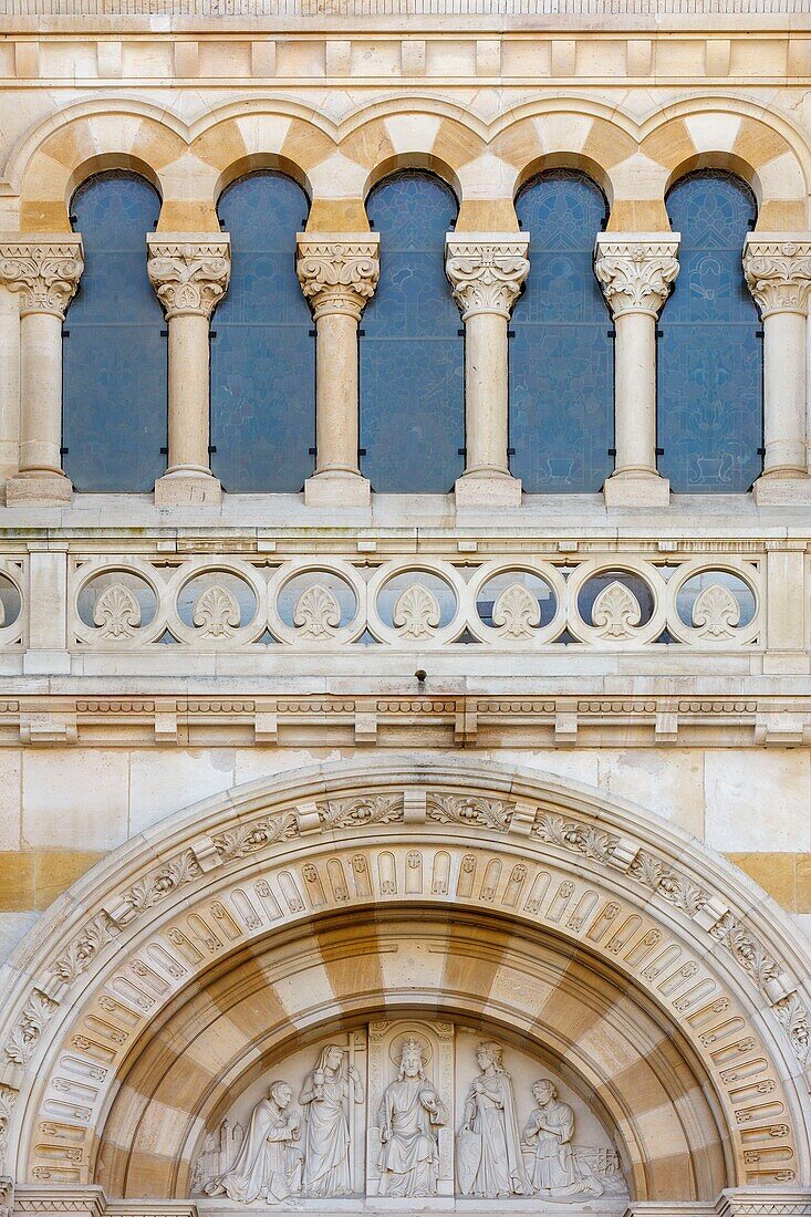 France,Meurthe et Moselle,Nancy,facade of Sacre Coeur of Nancy basilica in roman byzantin style