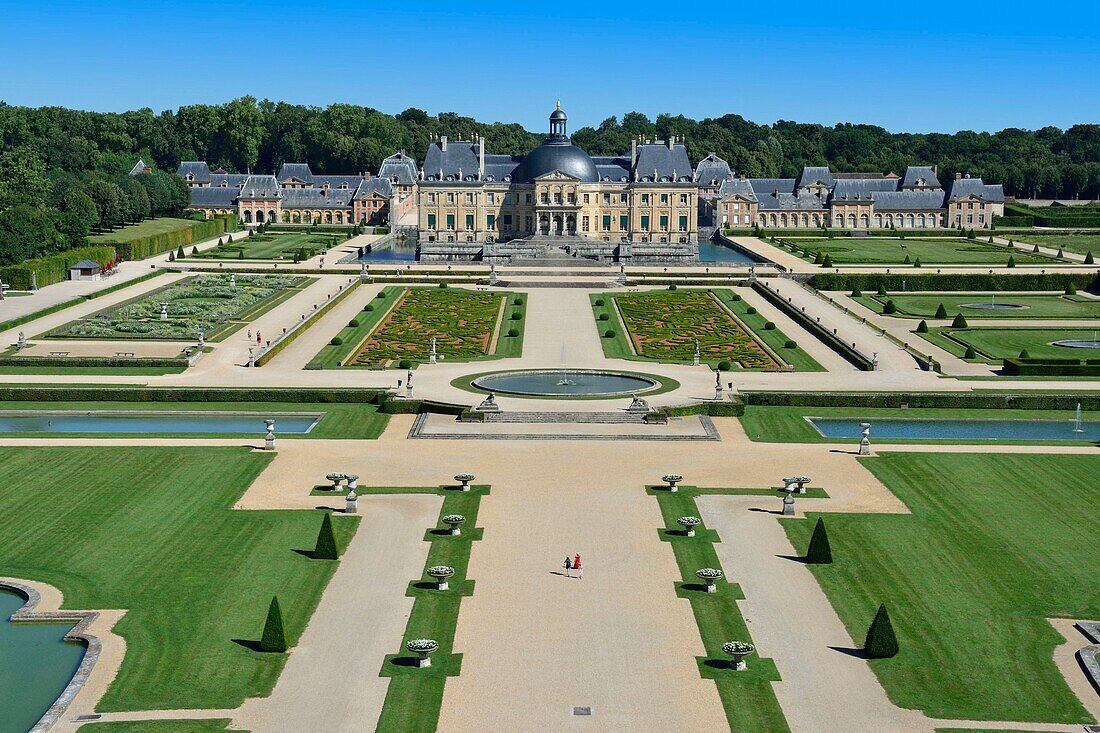 Frankreich,Seine et Marne,Maincy,das Schloss und die Gärten von Vaux le Vicomte (Luftaufnahme)