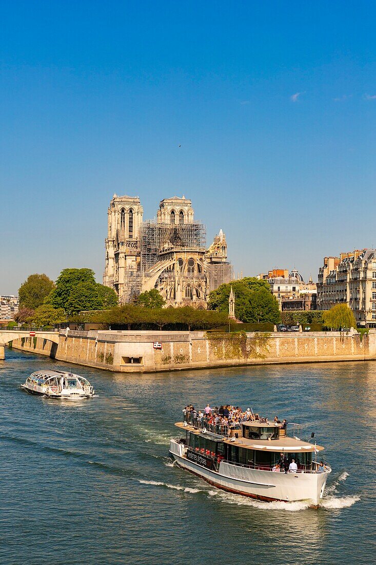 Frankreich,Paris,Weltkulturerbe der UNESCO,Ile de la Cite,Kathedrale Notre Dame und ein Flugboot