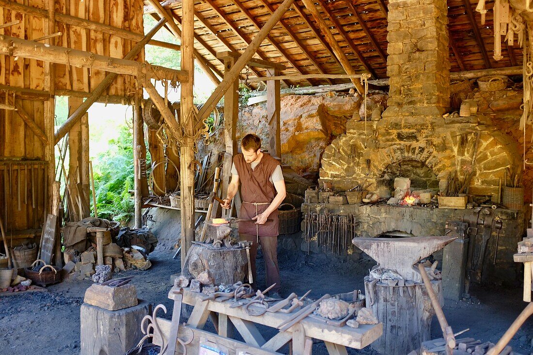 France,Yonne,Treigny,Guedelon,building of the castle according to a model and medieval processes,the blacksmith