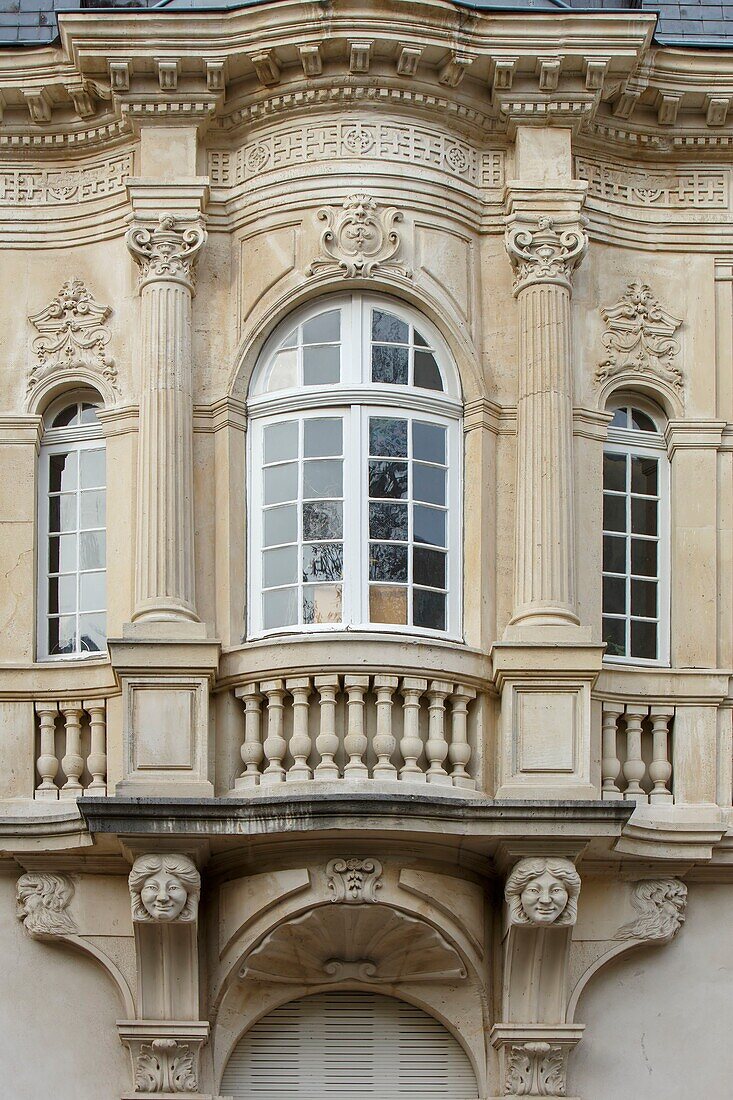 France,Meurthe et Moselle,Nancy,detail of facade in Begonias street
