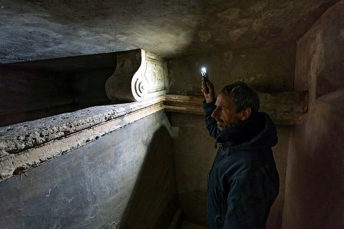 Frankreich,Gironde,Verdon sur Mer,Felsplateau von Cordouan,Leuchtturm von Cordouan,von der UNESCO zum Weltkulturerbe erklärt,Becken zur Aufnahme und Ableitung von Regenwasser