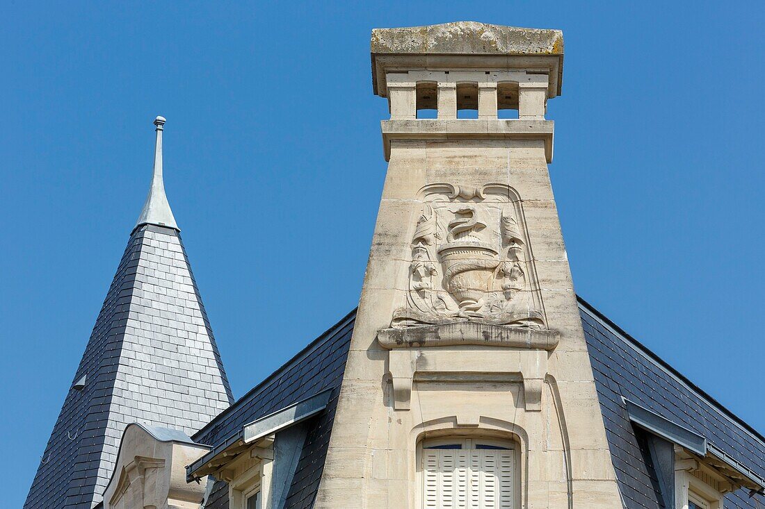 France,Meurthe et Moselle,Nancy,Art Nouveau facade on Colonel Renard street in parc de Saurupt district