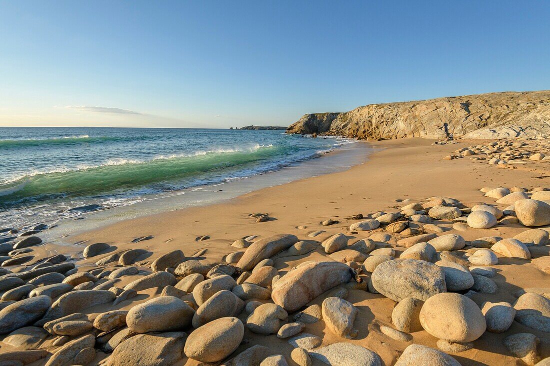 France,Morbihan,Saint-Pierre-Quiberon,the beach of Port Bara at evening