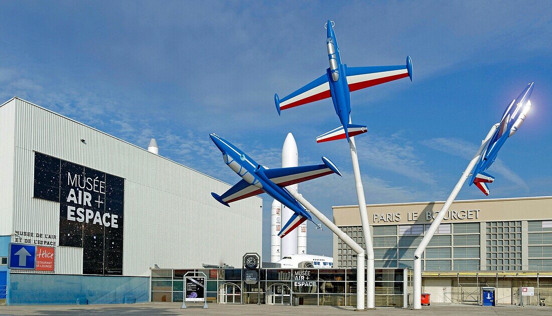 France,Seine Saint Denis,Le Bourget,Musée de l'air et de l'espace du Bourget (Air and Space Museum),Fouga Magister planes de la patrouille de France