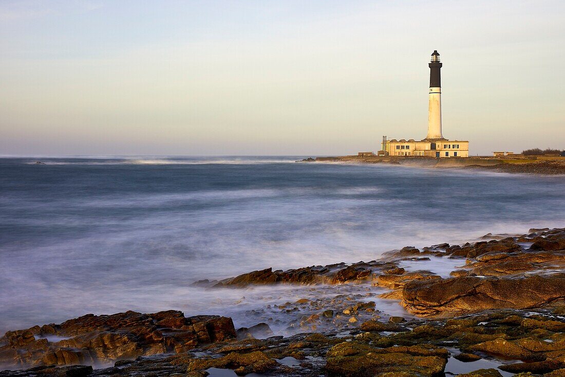 France,Finistere,Iroise Sea,Iles du Ponant,Parc Naturel Regional d'Armorique (Armorica Regional Natural Park),Ile de Sein,labelled Les Plus Beaux de France (The Most Beautiful Village of France),the Goulenez lighthouse