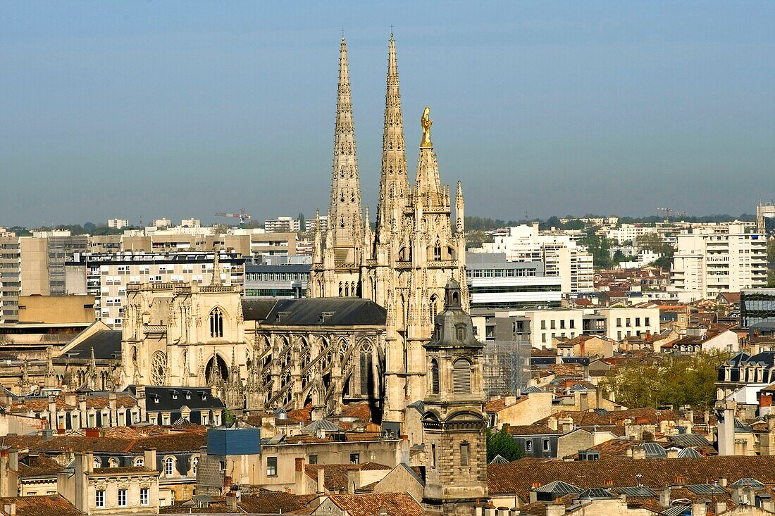 France,Gironde,Bordeaux,area listed as World Heritage by UNESCO,district of the Town Hall,Saint Andre Cathedral and Pey-Berland tower,the bell tower of the Saint Andre cathedral