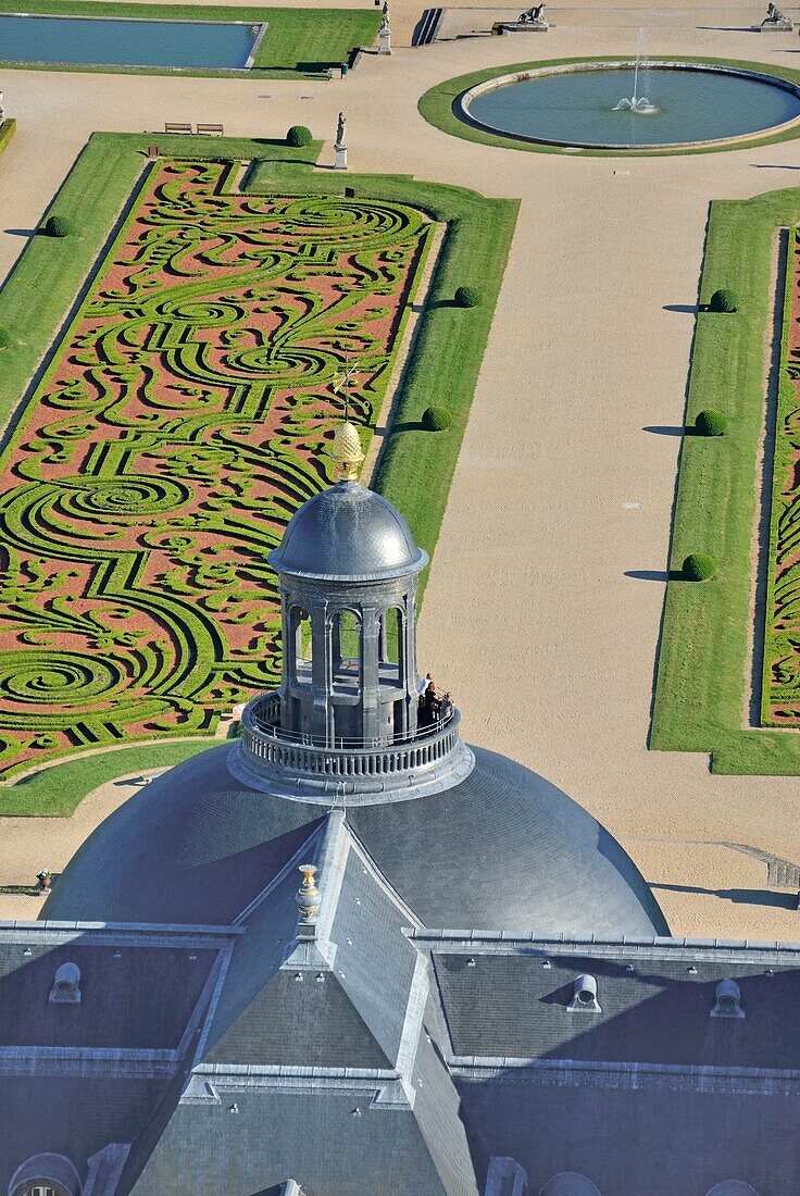 France,Seine et Marne,Maincy,the castle and the gardens of Vaux le Vicomte (aerial view)