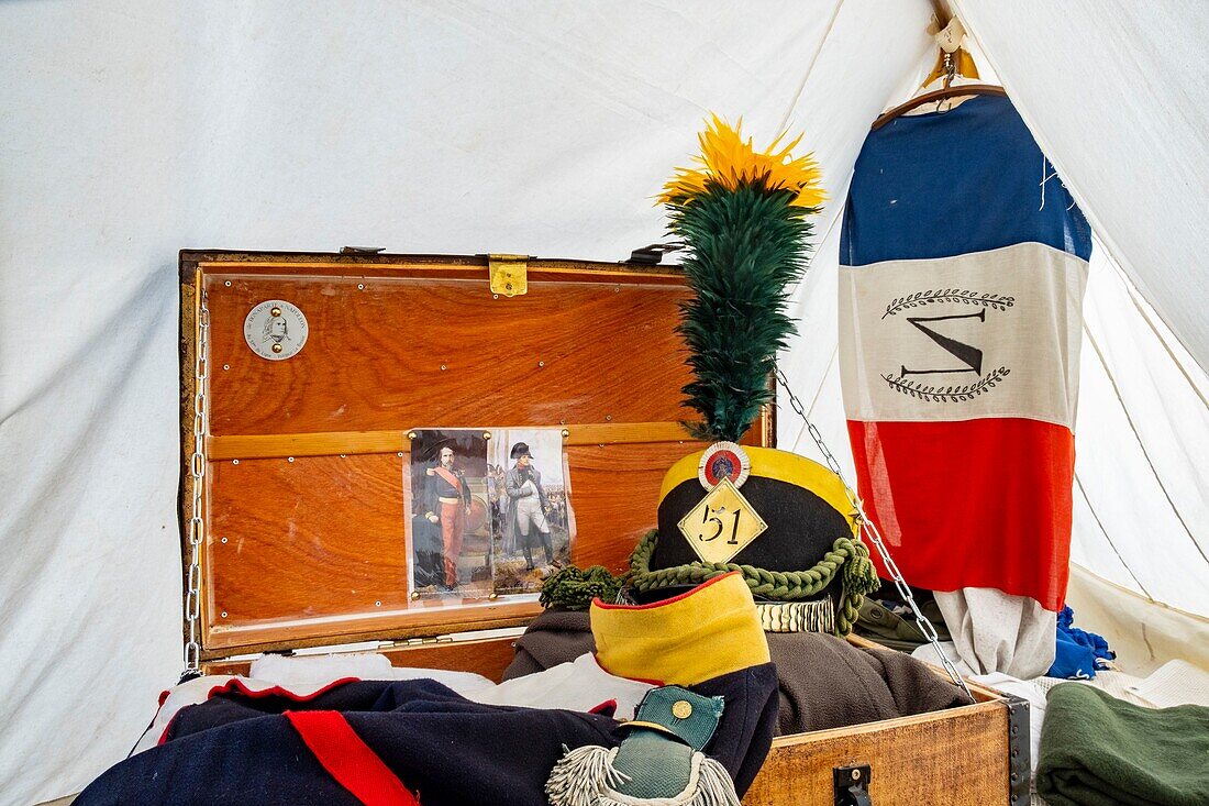 France,Seine et Marne,castle of Fontainebleau,historical reconstruction of the stay of Napoleon 1st and Josephine in 1809,the bivouac of the soldiers