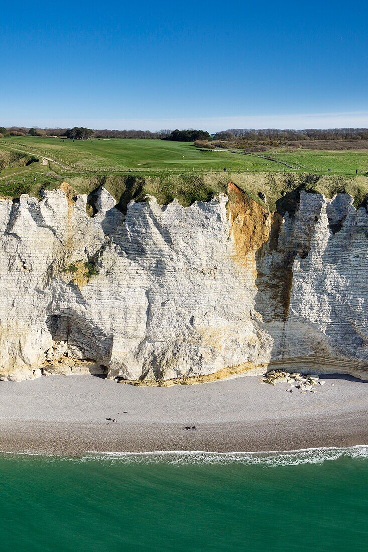 Frankreich,Seine Maritime,Etretat,Cote d'Abatre,Pointe de la Courtine,Antifer Strand (Luftaufnahme)