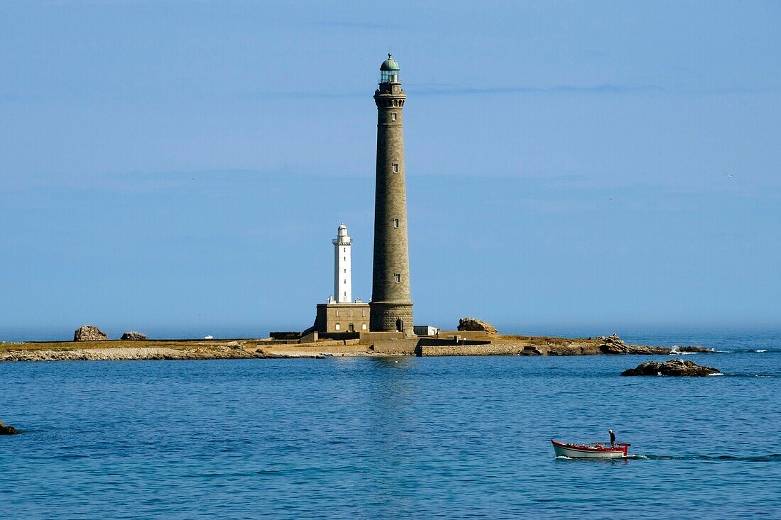 Frankreich,Finistere,Plouguernau,die Jungfraueninsel im Archipel von Lilia,der Leuchtturm der Jungfraueninsel,der höchste Leuchtturm in Europa mit einer Höhe von 82,5 Metern