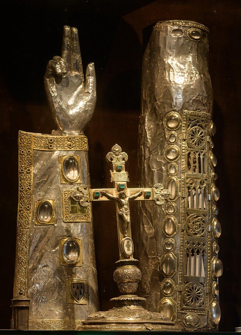 France,Morbihan,Saint-Gildas de Rhuys,the treasure with reliquary arm of the Saint-Gildas de Rhuys abbey
