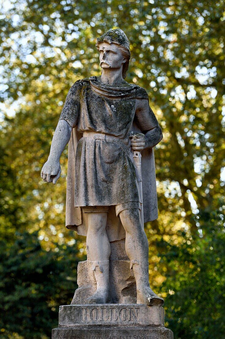 France,Seine Maritime,Rouen,Church of Saint Ouen gardens,statue of Rollon,the Viking chief at the origin of the duchy of Normandy,by the sculptor Arsène Letellier