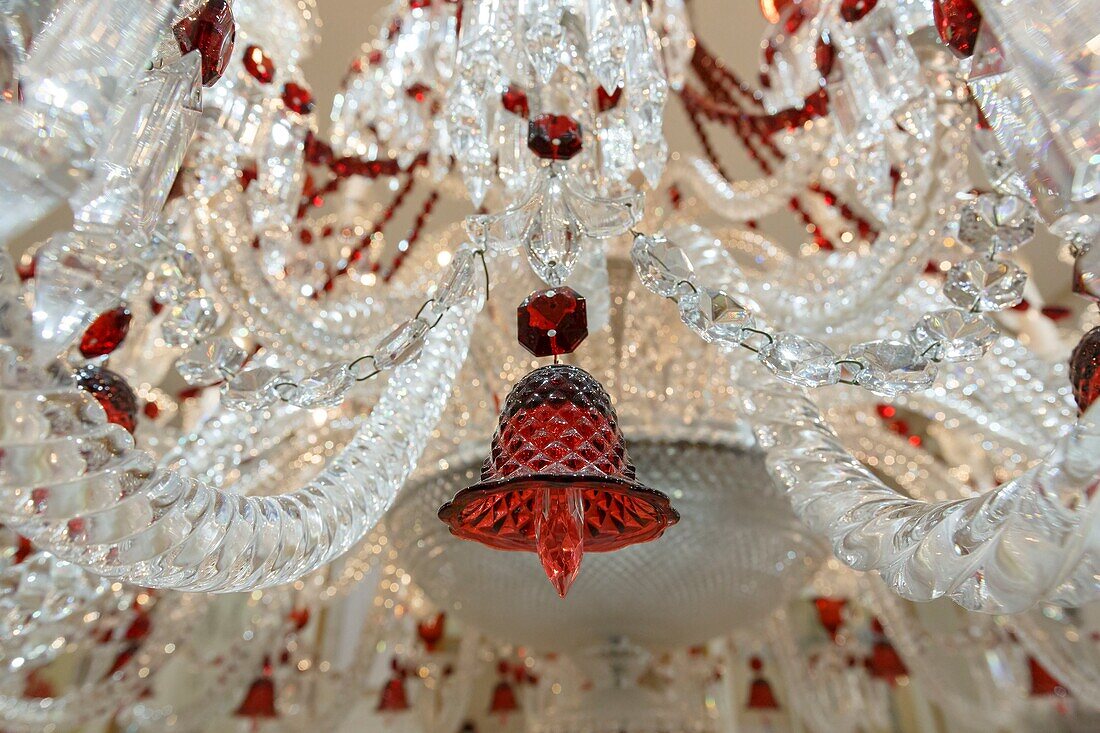 France,Meurthe et Moselle,Baccarat,the Museum of the Manufacture de cristal de Baccarat,detail of the crystal chandelier