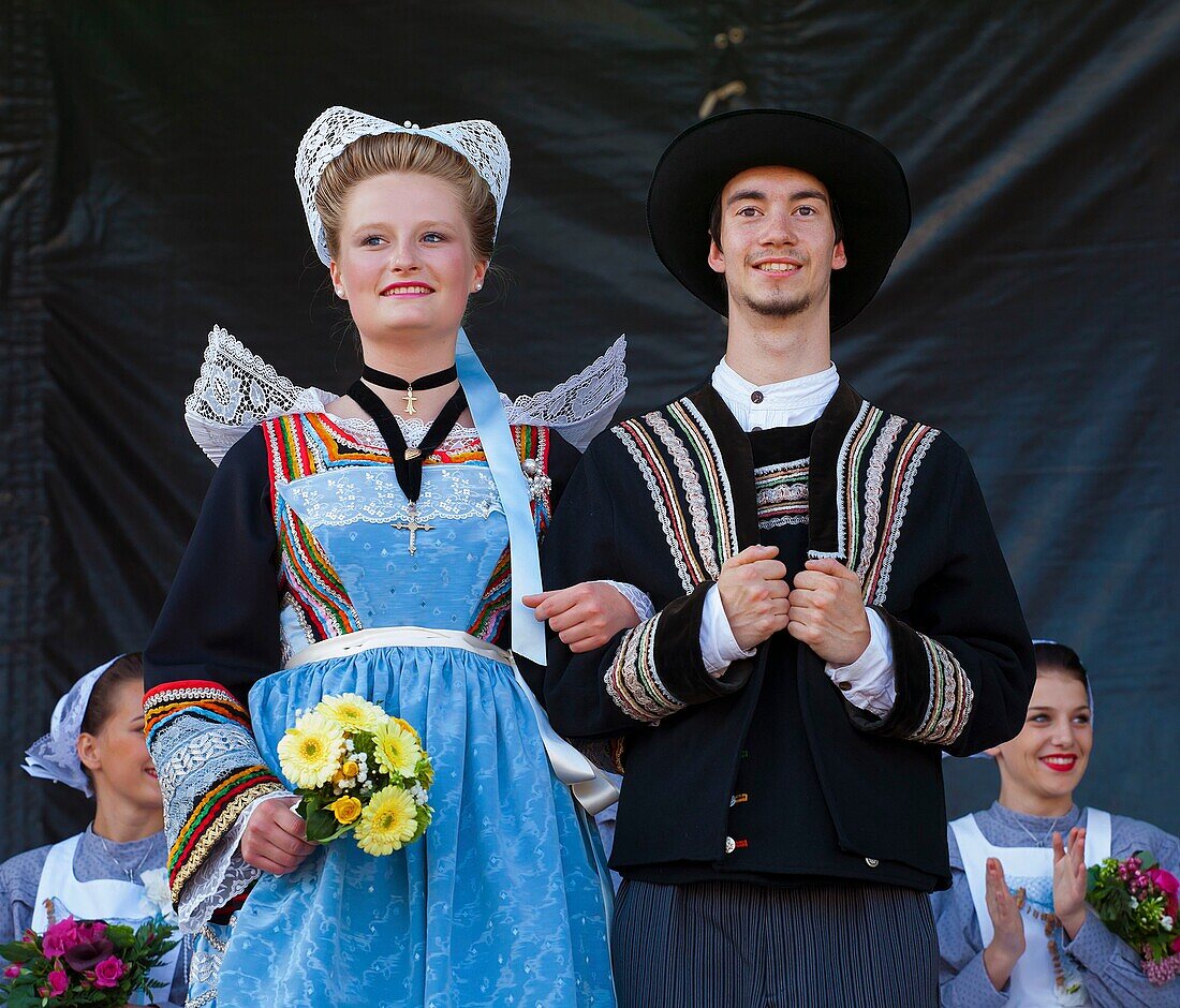 France,Finistere,bridesmaid of the Queen of Gorse Flowers 2015 in Pont Aven,Fanny Guirriec