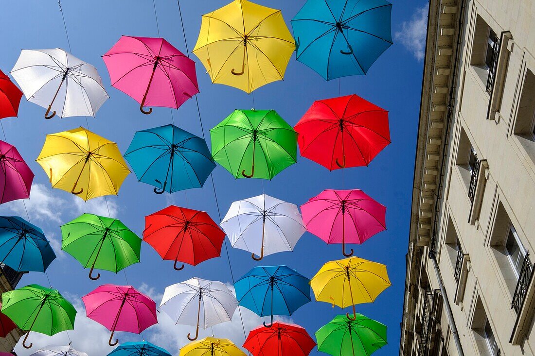 Frankreich,Maine et Loire,Loiretal von der UNESCO zum Weltkulturerbe erklärt,Saumur an der Loire,Regenschirme