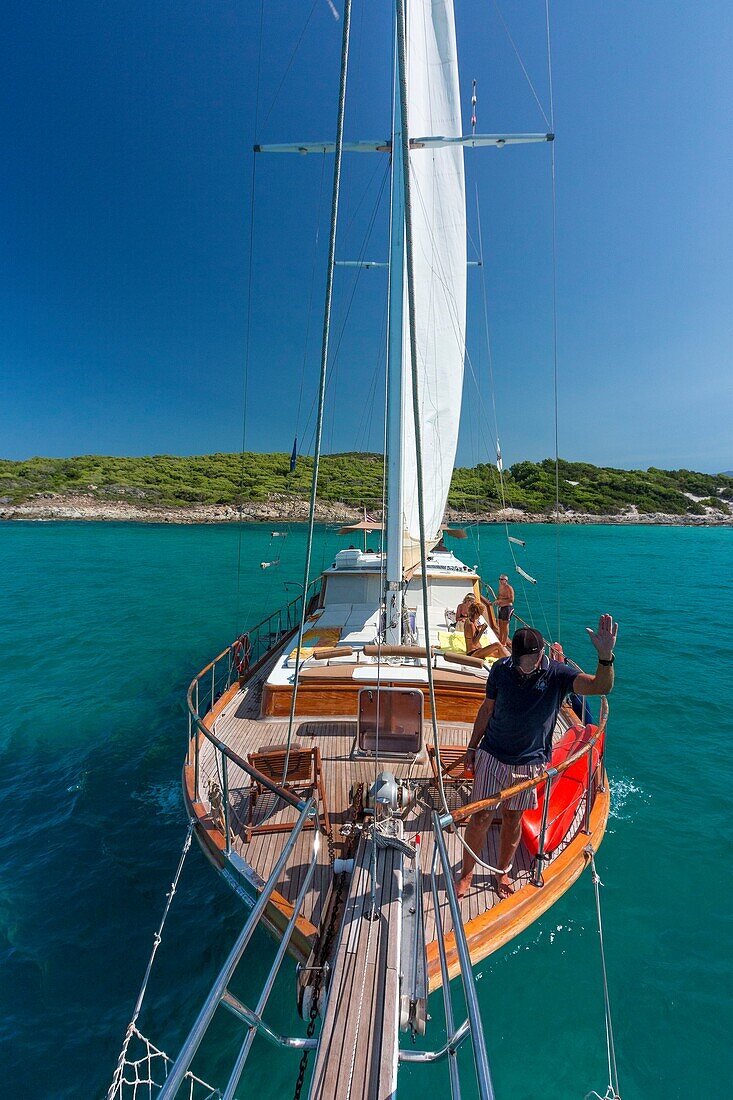 Frankreich,Haute Corse,Golf von Saint Florent,das Gulet Typ Holzboot von Jacques Croce,Aliso Tag Cruise obligatorische Erwähnung