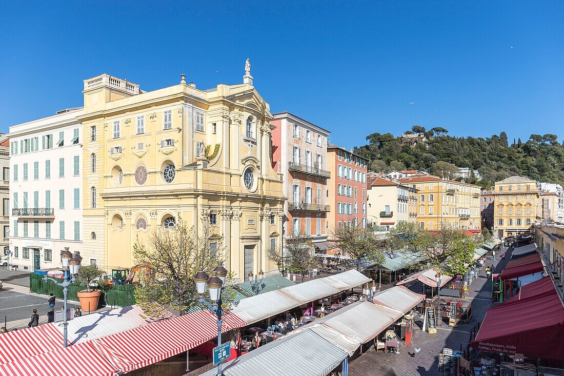 France,Alpes Maritimes,Nice,listed as World Heritage by UNESCO,Old Nice district,Cours Saleya market,chapel of Misericorde of the eighteenth century