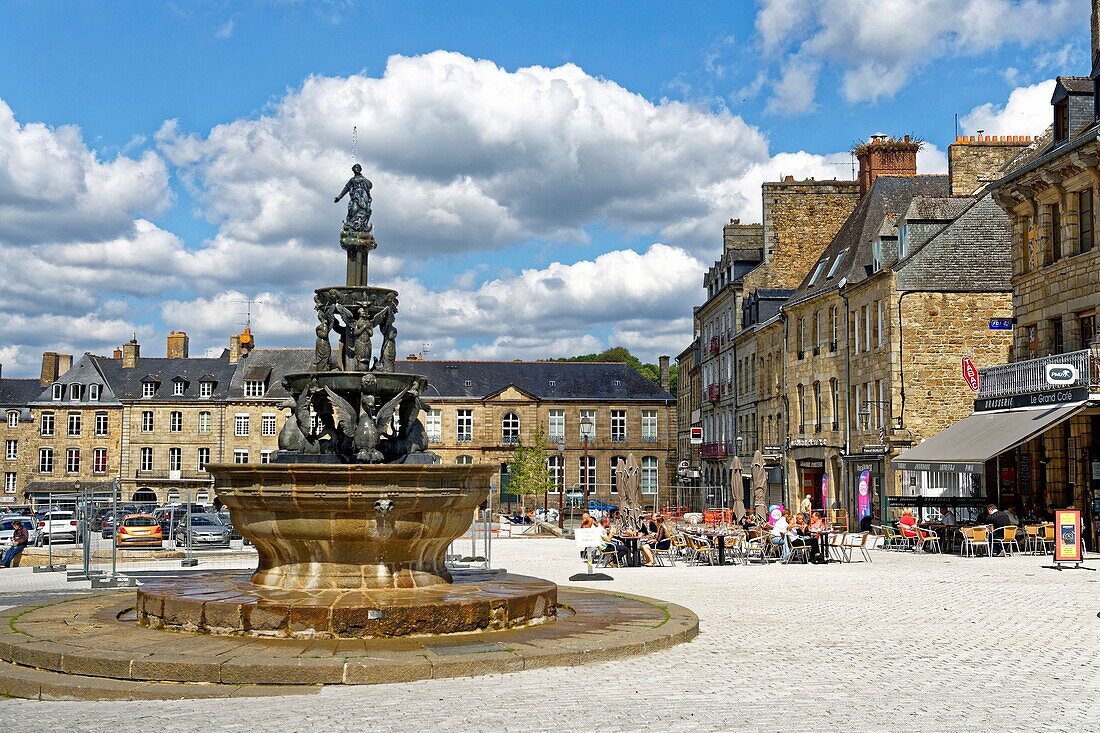 France,Cotes d'Armor,Guingamp,the Plomee Fountain in the place du Centre