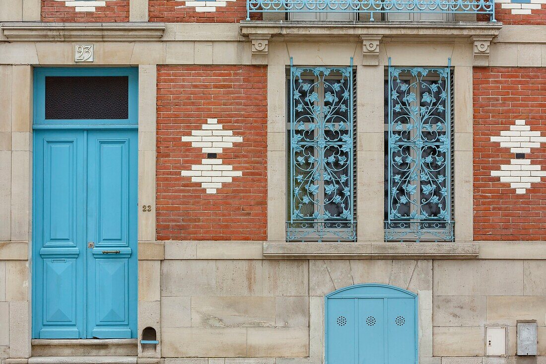 Frankreich,Meurthe et Moselle,Nancy,Fassade eines Hauses in der Straße Laxou