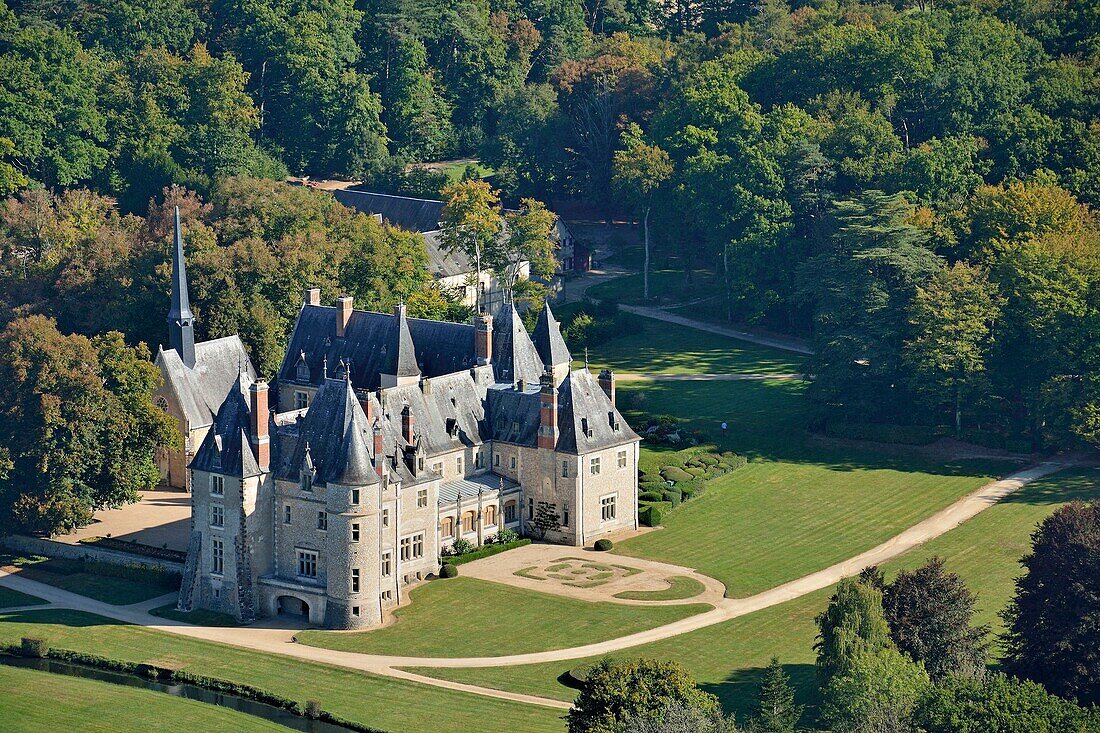 France,Cher,Oizon,the castle of la Verrerie (aerial view)