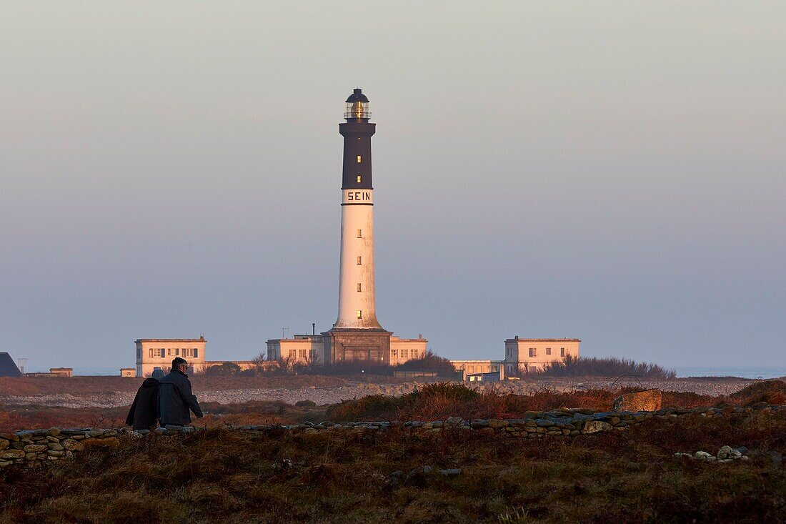 France,Finistere,Iroise Sea,Iles du Ponant,Parc Naturel Regional d'Armorique (Armorica Regional Natural Park),Ile de Sein,labelled Les Plus Beaux de France (The Most Beautiful Village of France),the Goulenez lighthouse