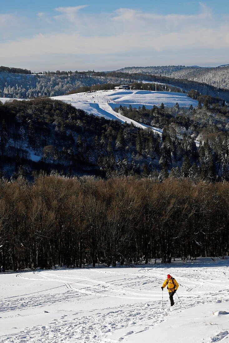 France,Vosges,Hautes Vosges,from the Route des Cretes,to the Hohneck,the ski slopes of La Bresse Hohneck