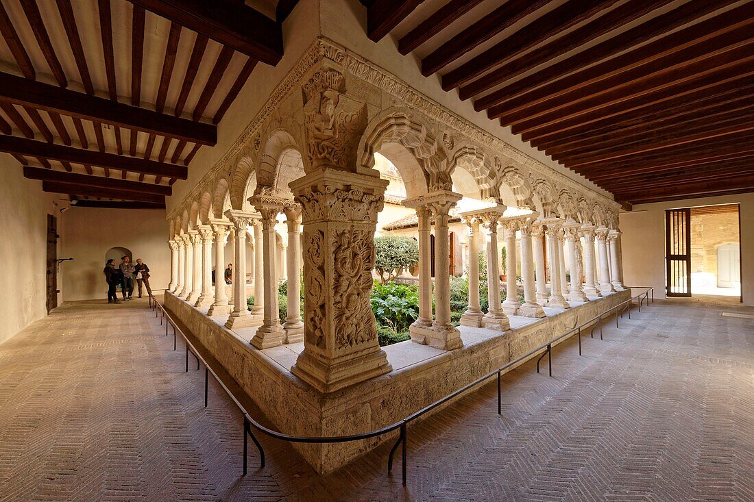 France,Bouches du Rhone,Aix en Provence,Saint Sauveur cathedral,Romanesque cloister of the end of the 12th century