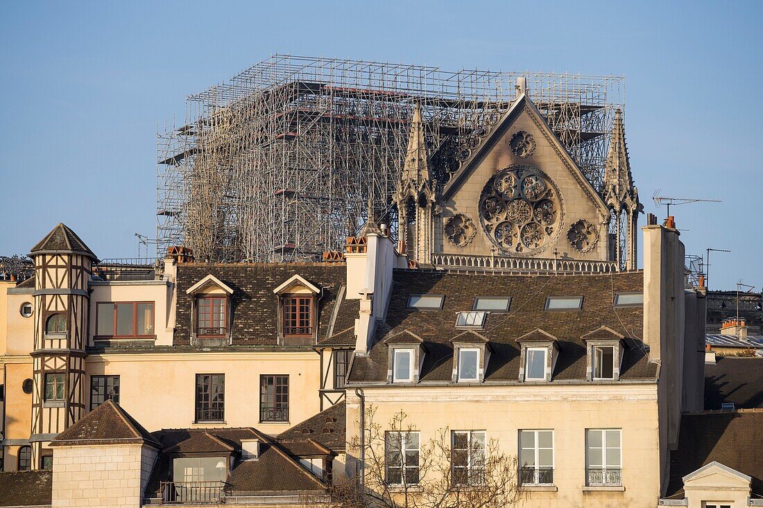 France,Paris,Notre Dame de Paris Cathedral,two days after the fire,April 17,2019