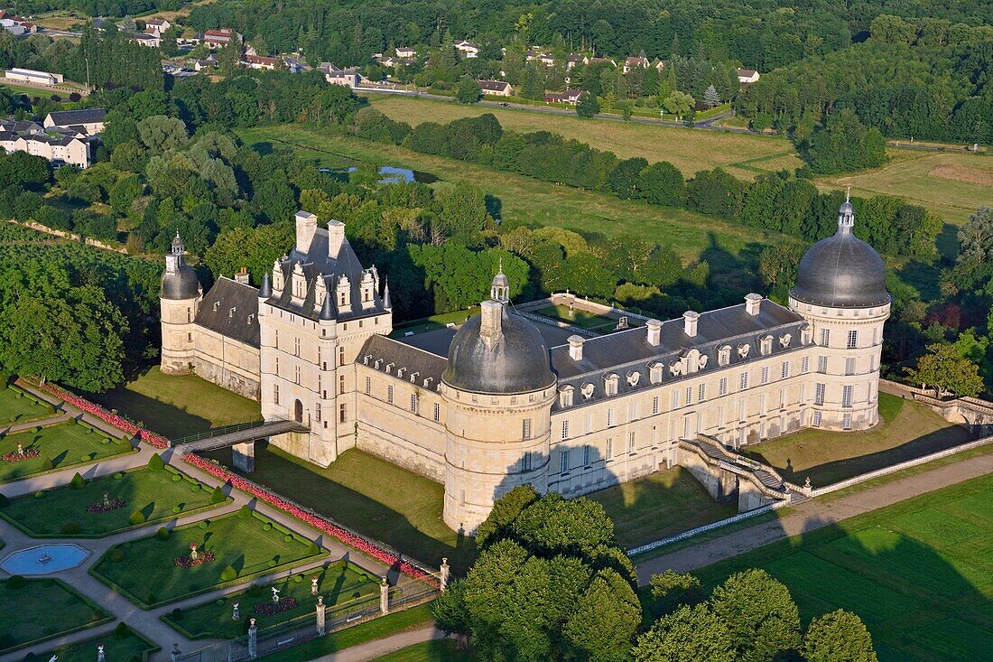 France,Indre,Berry,Loire Castles,Chateau de Valencay (aerial view)