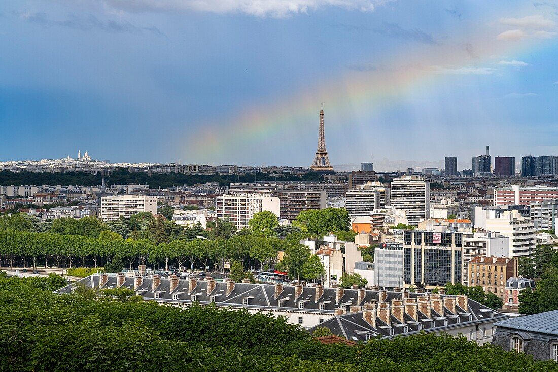 Frankreich,Hauts-de-Seine,Saint-Cloud,domaine national de Saint-Cloud oder parc de Saint-Cloud,Panoramablick auf Paris
