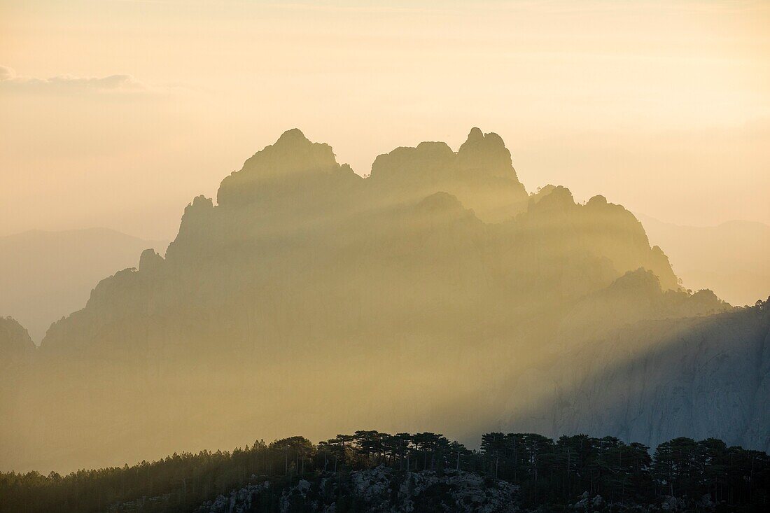 France,Corse du Sud,Quenza,Needles of Bavella from the Col de Bavella