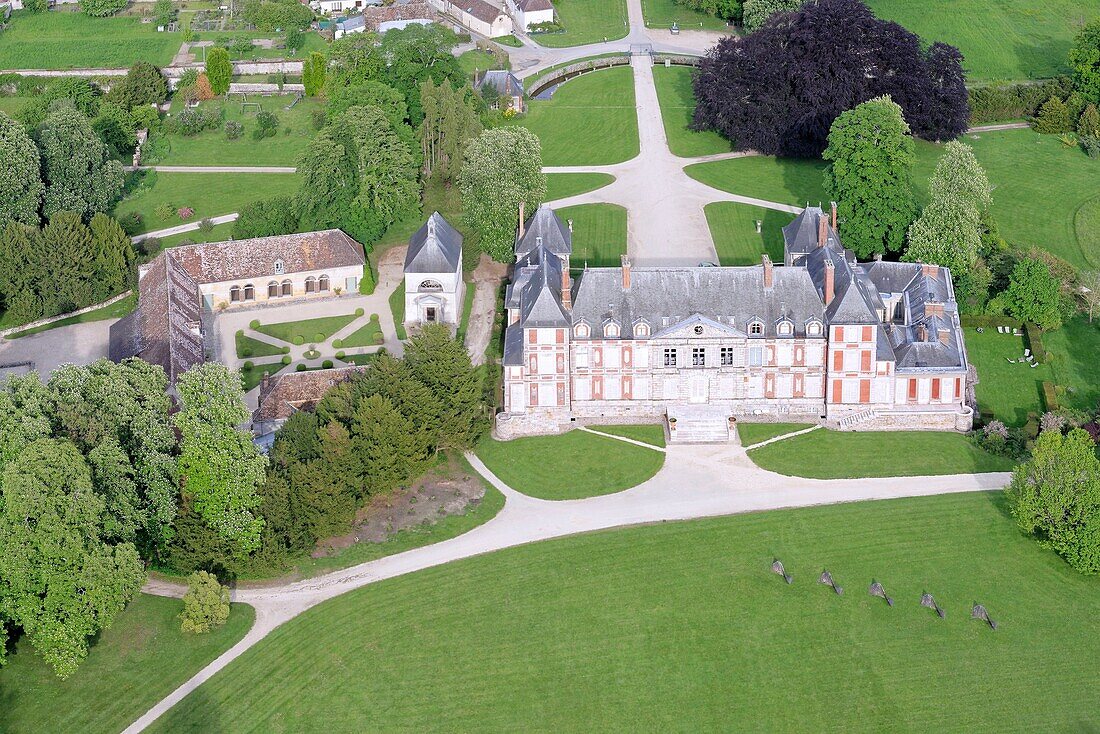 France,Essonne,Courson Monteloup,Le Chateau de Courson (aerial view)