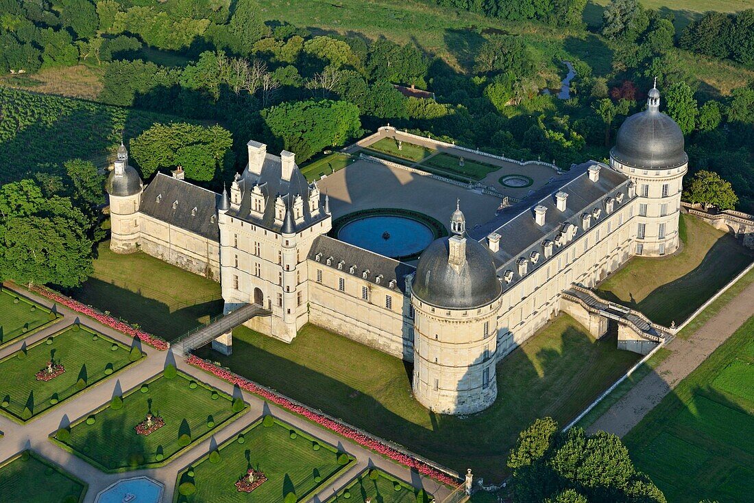 France,Indre,Berry,Loire Castles,Chateau de Valencay (aerial view)