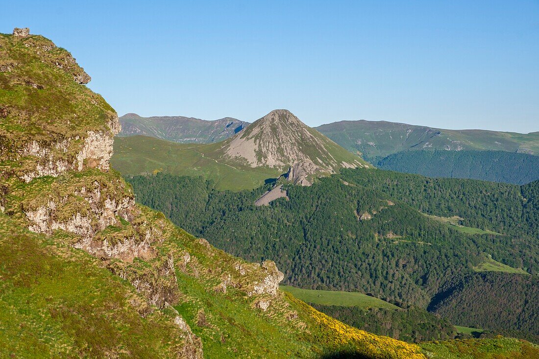 France,Cantal,Regional Natural Park of the Auvergne Volcanoes,monts du Cantal,Cantal mounts,vallee de Mandailles (Mandailles valley),puy Griou