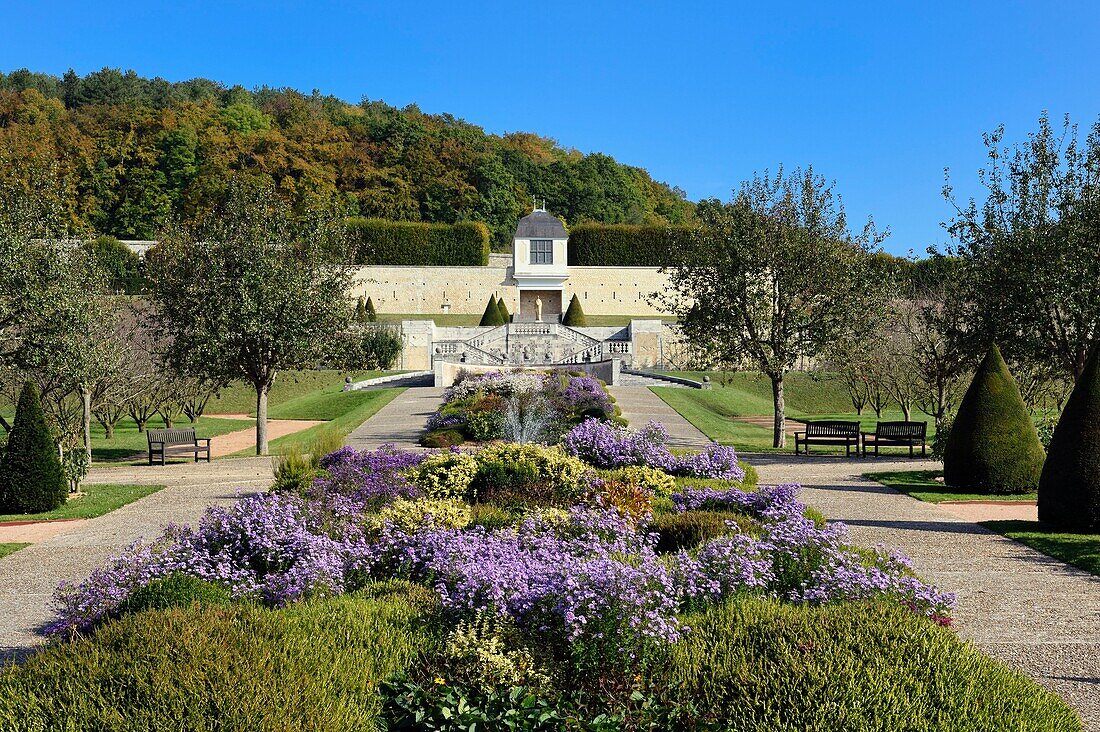 France,Seine-Maritime,Saint Martin de Boscherville,Saint-Georges de Boscherville Abbey of the 12th century,the gardens