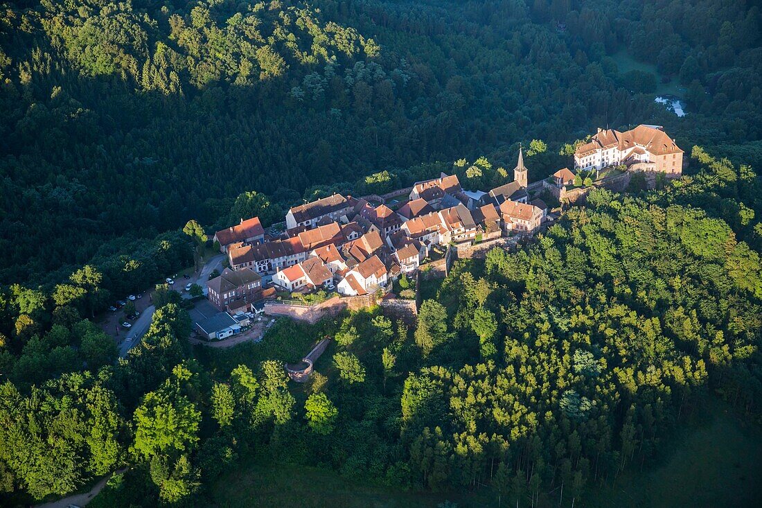 France,Bas Rhin,La Petite Pierre (aerial view)