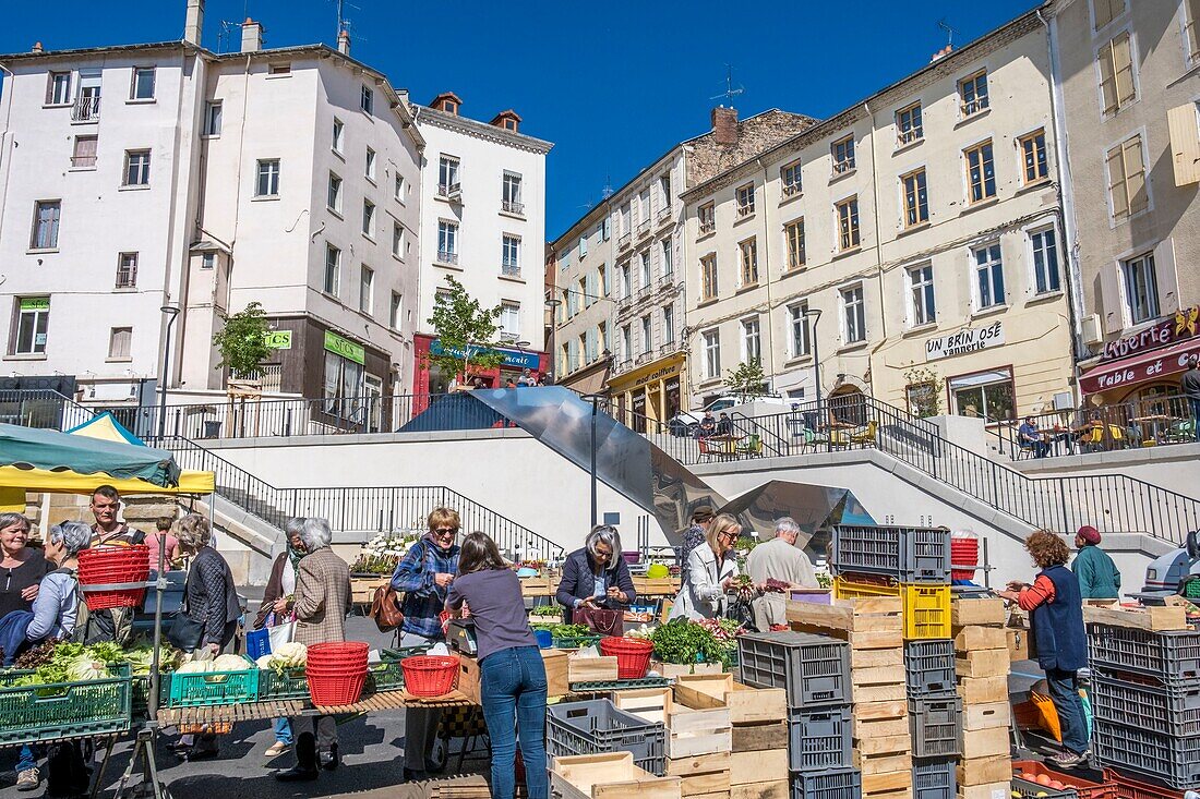 France,Ardeche,Annonay,market day,Liberte square