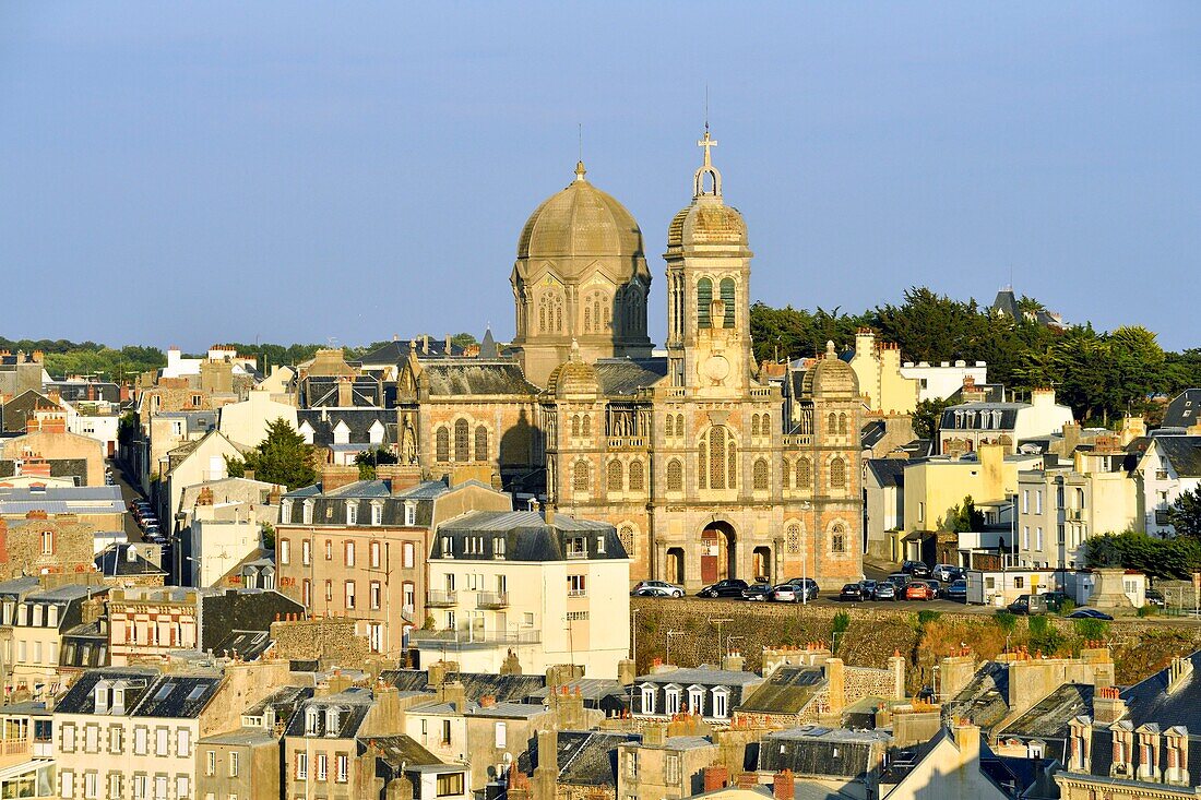 France,Manche,Cotentin,Granville,the Upper Town built on a rocky headland on the far eastern point of the Mont Saint Michel Bay,lower town and Saint Paul church