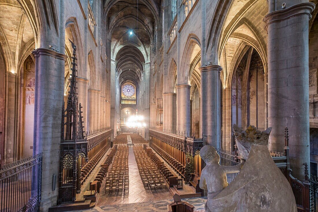 France,Aveyron,Rodez,the choir stalls,Notre Dame cathedral,XIIth century to the XVIth century