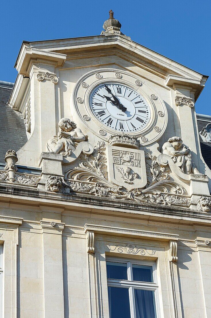 Frankreich,Meurthe et Moselle,Nancy,Detail der Fassade des Palais de l'Universite, erbaut 1862 unter dem Gewinner des Grand Prix der Architektur von Rom Prosper Morey im eklektischen Stil