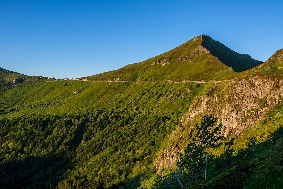 France,Cantal,Regional Natural Park of the Auvergne Volcanoes,monts du Cantal,Cantal mounts,vallee de Mandailles (Mandailles valley),Pas de Peyrol road