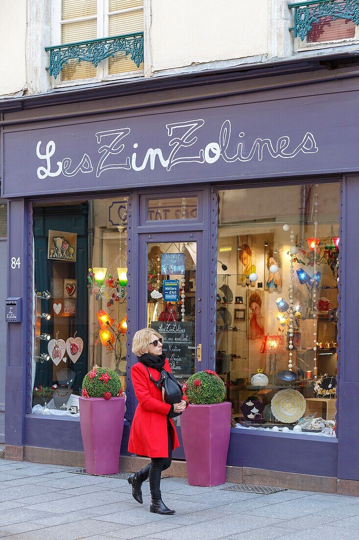 Frankreich,Meurthe et Moselle,Nancy,Schaufenster des Geschäfts Les Zinzolines in der Rue Grande in der Altstadt