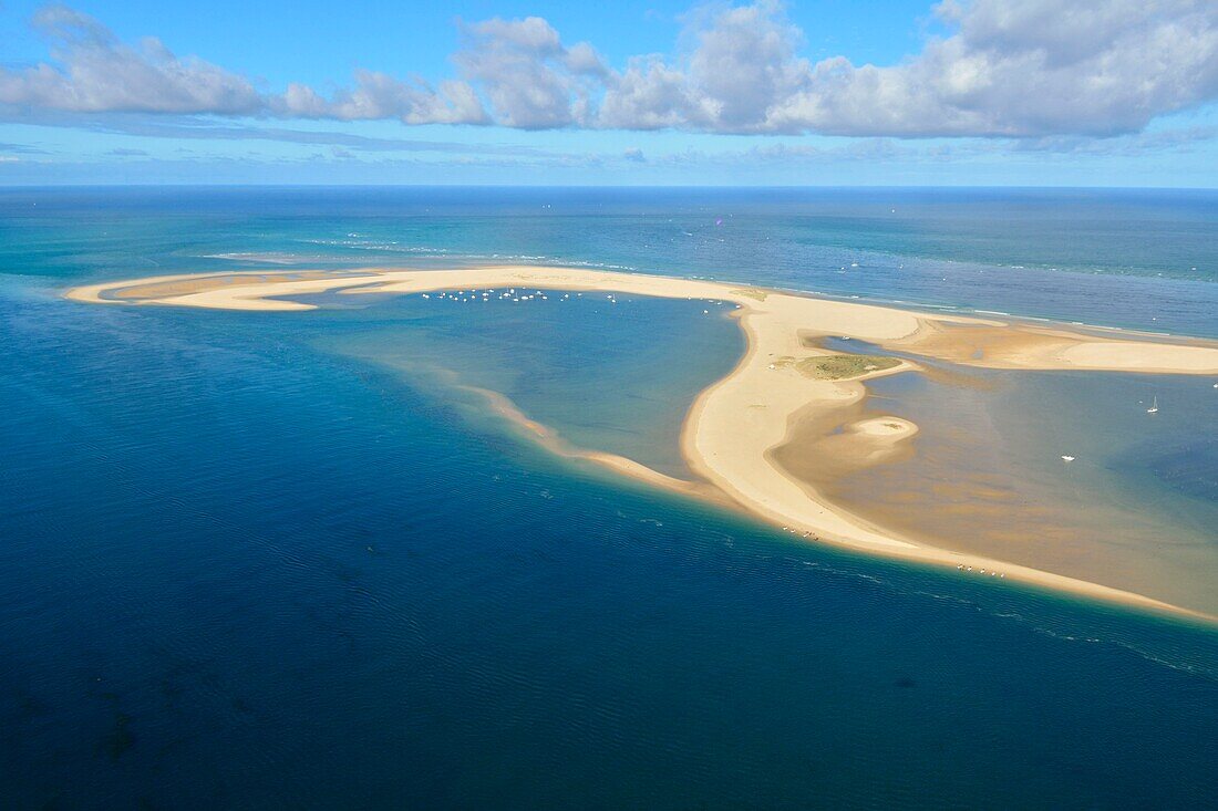 France,Gironde,Bassin d'Arcachon,the Banc d'Arguin and Cap Ferret in background (aerial view)