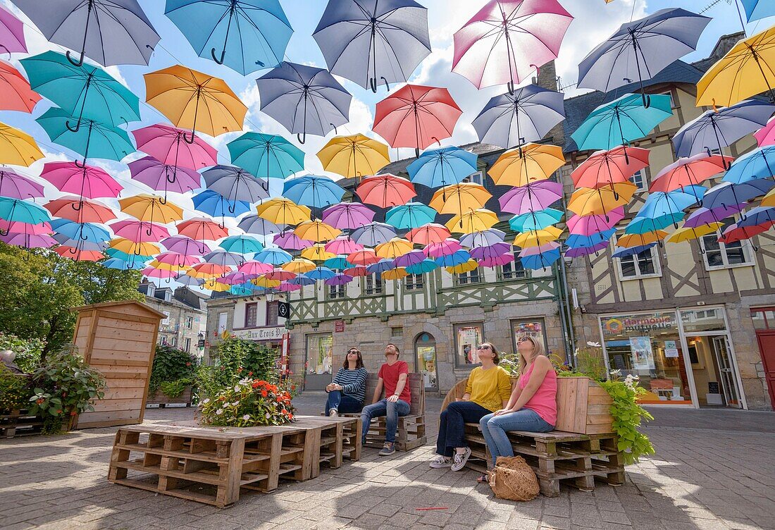 France,Morbihan,Pontivy,the umbrellas of the Martray place